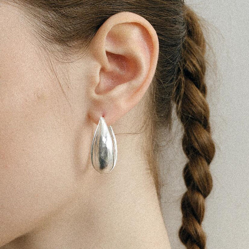 Double-sided leaf earrings niche design high-end temperament versatile S925 silver needle ear buckle