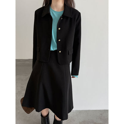 Korean Xiaoxiangfeng jacket + pleated skirt 26 early spring commuter casual suit 89027