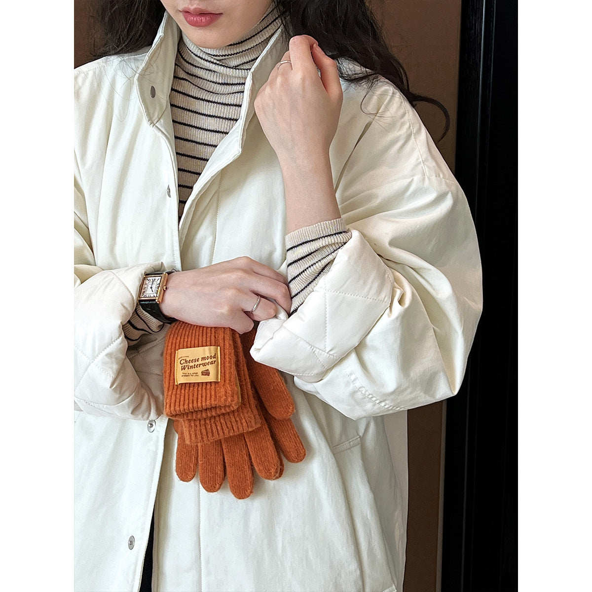 Japanese simple silhouette cotton jacket winter oversize padded cotton-padded tooling cotton-padded jacket