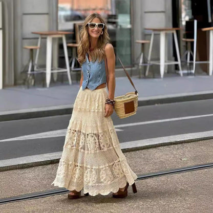 New lace lace skeleton knitted skirt