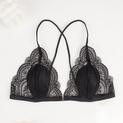 Sexy lace underwear front button French bra beautiful back breathable thin lace women's underwear