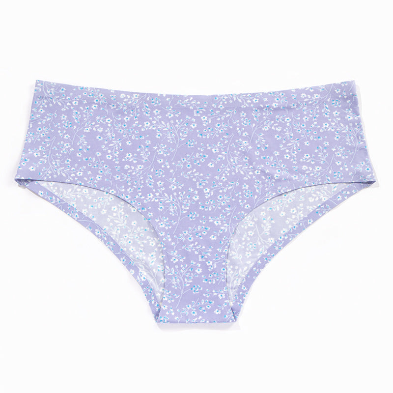 Popular ice silk printed seamless underwear women's buttocks comfortable breathable quick-drying women's briefs thin