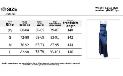 Yuan Feng temperament sexy slim fit shrink pleated split satin dress dress dress