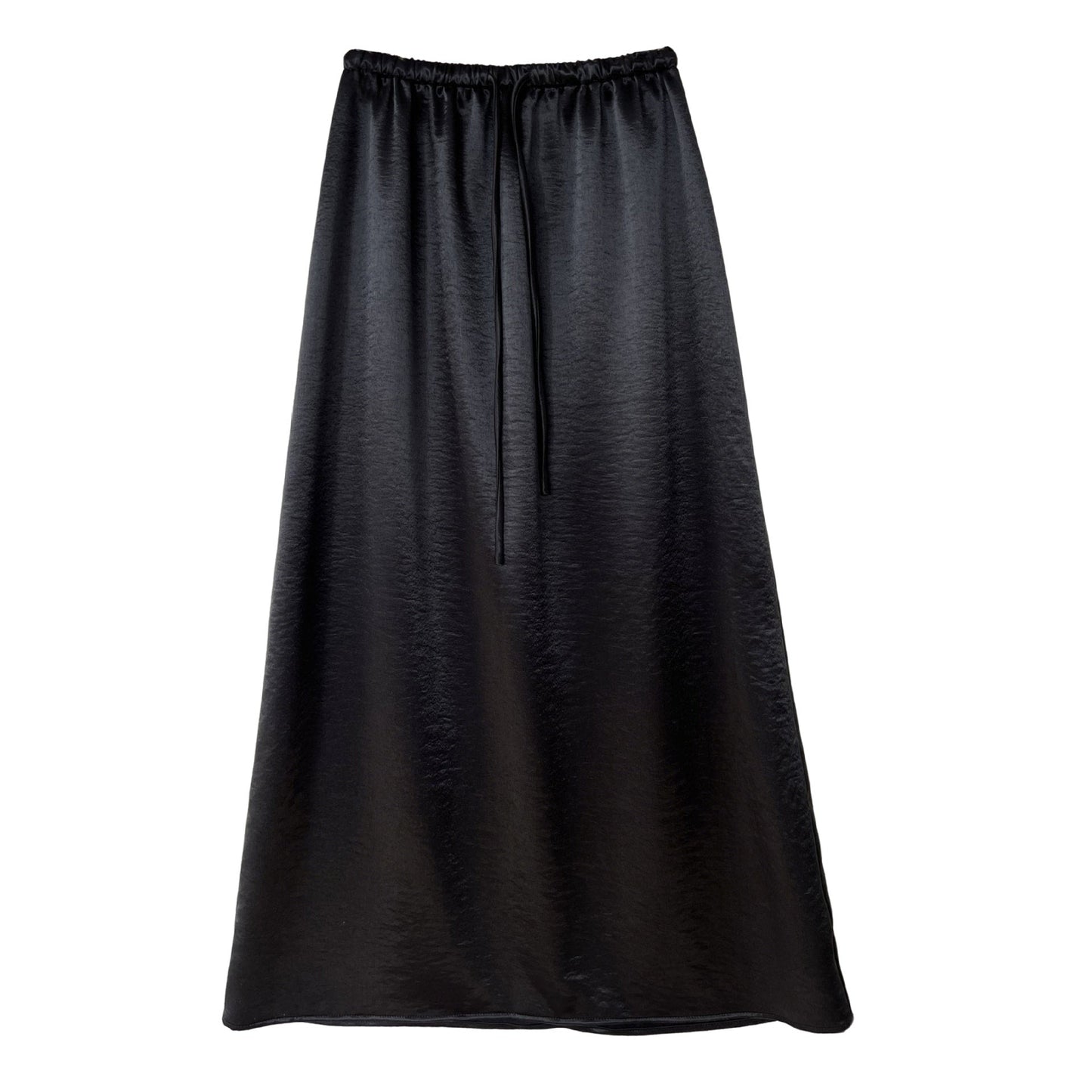 French drape satin simple drawstring skirt women's new loose and versatile medium and long A-version skirt