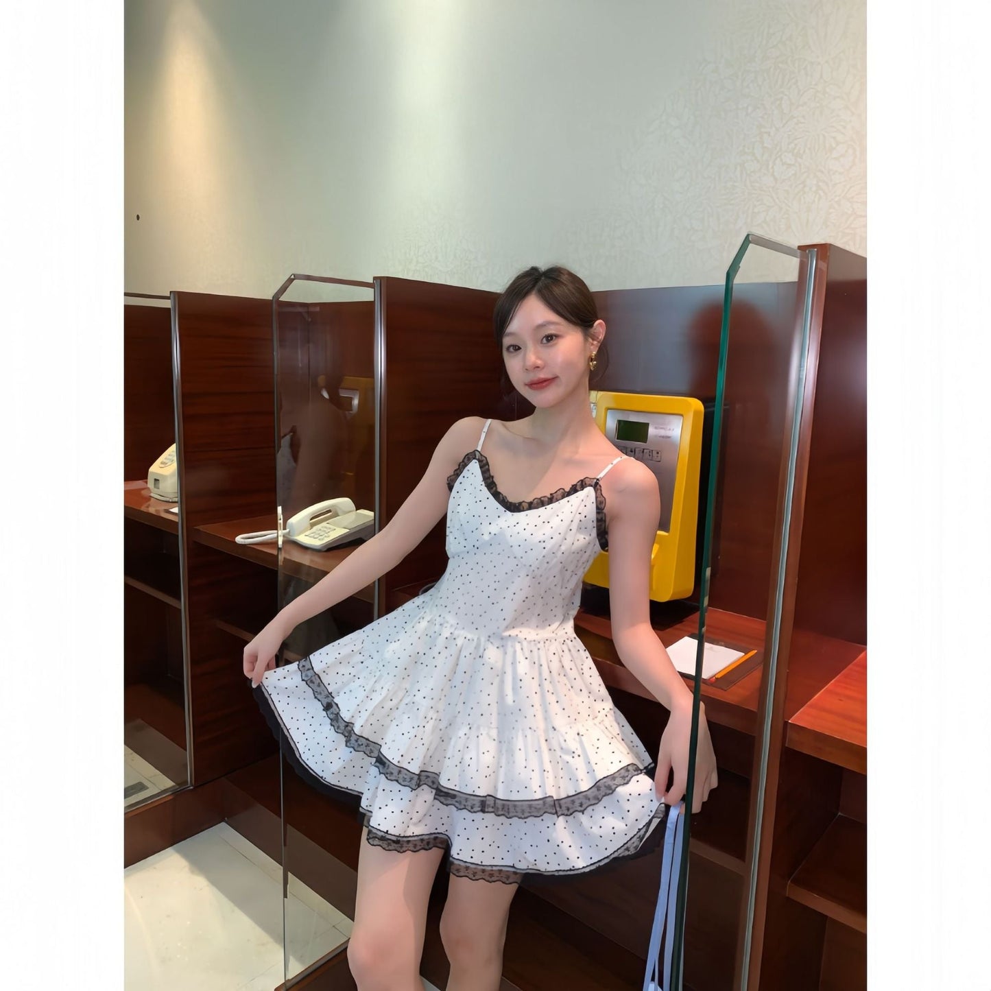 Polka Dot Lace Strap Dress