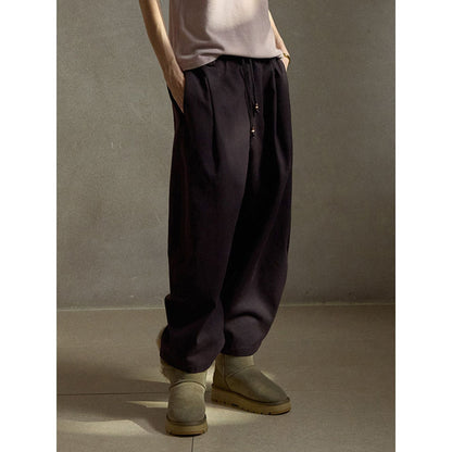 Early spring commuting design sense Tencel hemp fleece bottom beaded drawstring casual pants