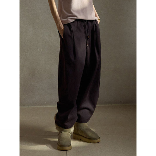 Early spring commuting design sense Tencel hemp fleece bottom beaded drawstring casual pants