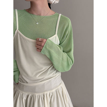 Korean gentle wind soft waxy skin-friendly crimped knitted sweater women's early spring new perspective top ss973