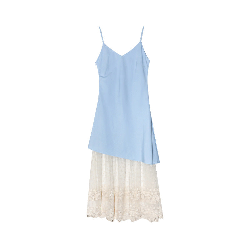 Mesh Splicing V-Neck Maxi Dress