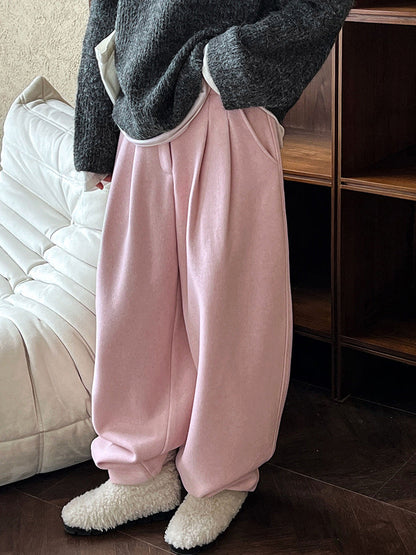 The pants are very good~ Korean thickened woolen sickle pants for women's autumn and winter new thin imitation cashmere trousers