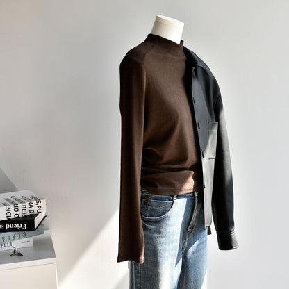 French Mid-Turtleneck Long Sleeve Knit Sweater