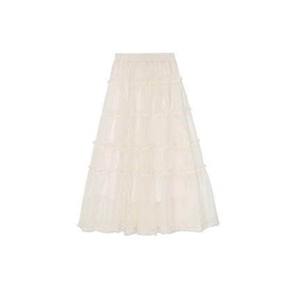 French white moonlight beautiful age reduction pendulum gauze skirt