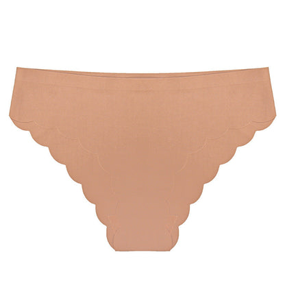 Ice silk seamless underwear wavy edge low waist sports fold edge underwear women's nylon briefs