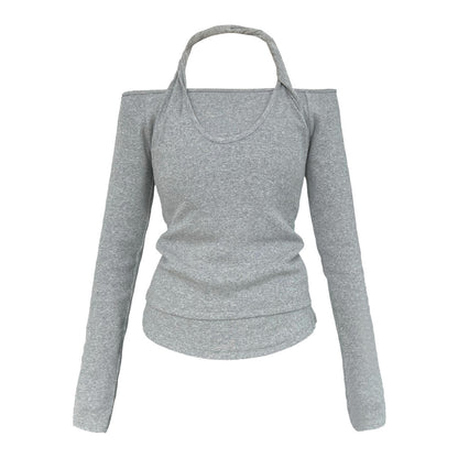 Design sense neck fake two long-sleeved T-shirt women