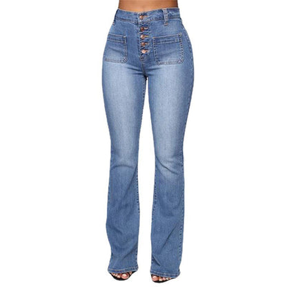 Mid-Rise Washed Flare Leg Jeans