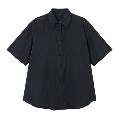 Lapel Collar Cotton Loose Commuter Shirt