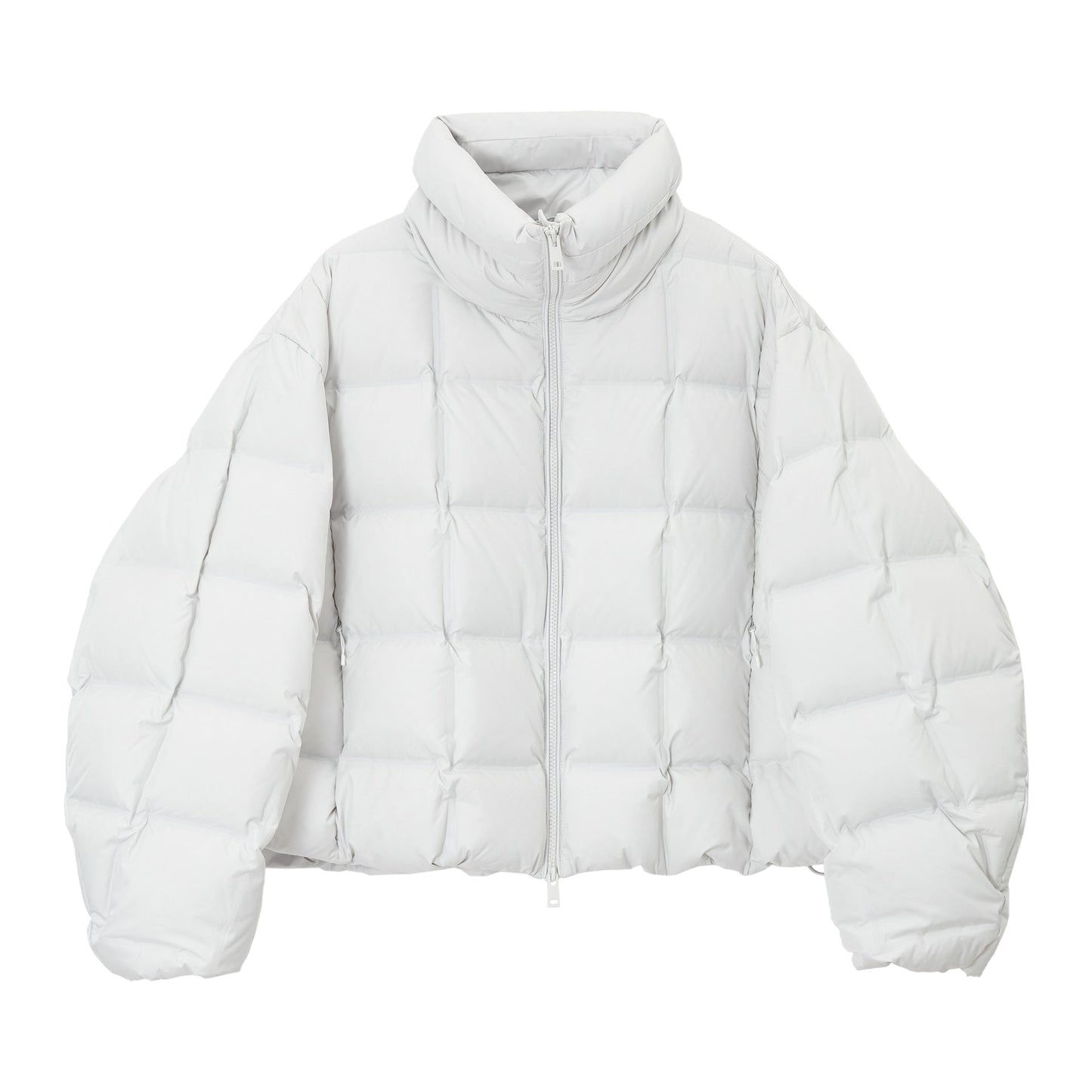 Winter high-density fit anti-down square grid direct charging stand-up collar no quilting line down jacket