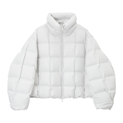 Winter high-density fit anti-down square grid direct charging stand-up collar no quilting line down jacket