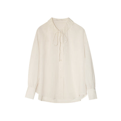 Spring Japan and Korea Casual Old Money Temperament Lace-up Sunscreen Lazy Long Sleeve Shirt