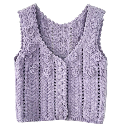Gentle three-dimensional crochet knitted sweater vest women's 26 early spring wool hollow V-neck stacked vest