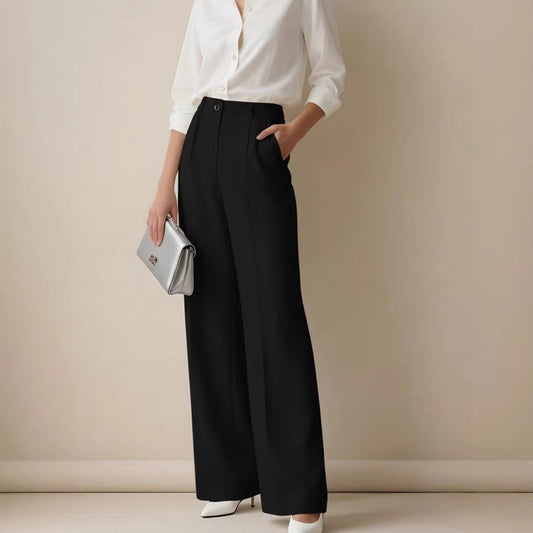 Women's new high waist drape straight simple casual women's trousers work trousers trousers