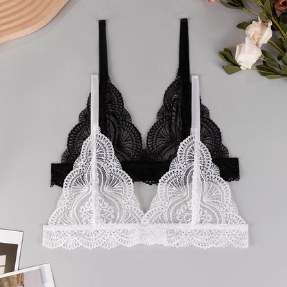 Triangle cup French thin strap sexy underwear women's new pure lace breathable back bra