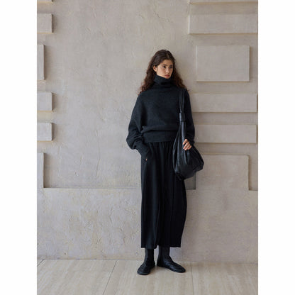 Wool Moisture Warm Rubber Band Contrast Color Elastic Waist Loose Skinny Balloon Casual Pants