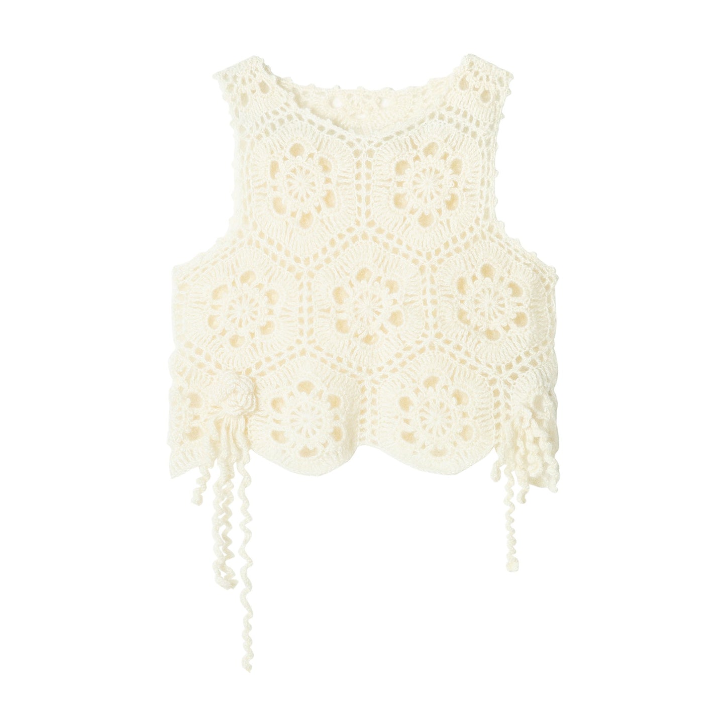 Spring design hollow pattern hand hook mohair skin-friendly vest