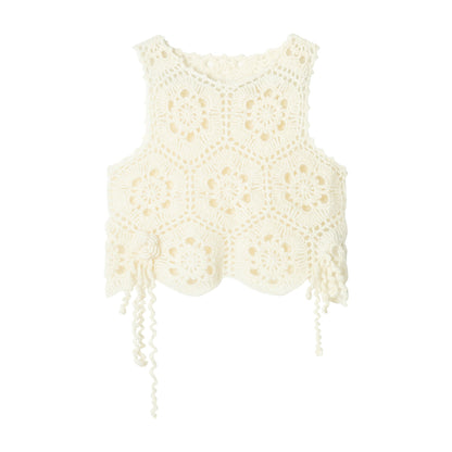 Spring design hollow pattern hand hook mohair skin-friendly vest