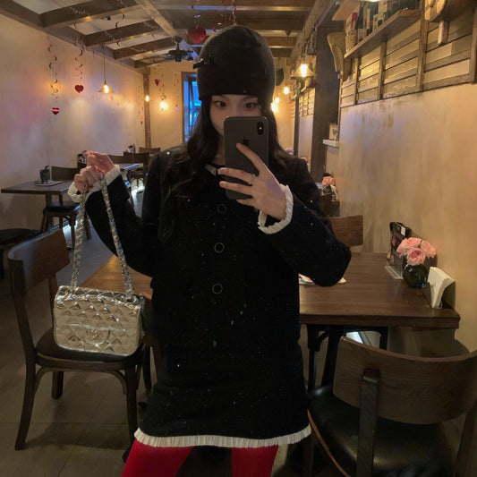 Women's Chanel-Style Lace Spliced Jacket & Mini Skirt Two-Piece Set