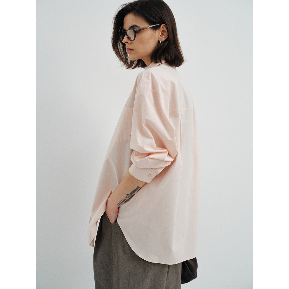 New minimalist high-count high-density horse cotton loose casual versatile shirt