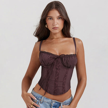 Lace Trim Cami Crop Top