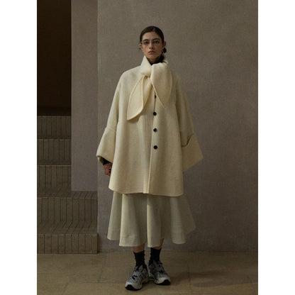 Winter commuter design wool rabbit ear collar bat sleeve woolen jacket