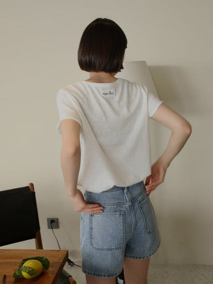 Back cloth embroidered chicken heart collar soft skin-friendly short sleeves