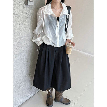 Korean casual stand-up collar light and thin tooling sports suit summer sunscreen jacket + fart curtain two-piece set 3587