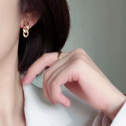 Premium sense metal mosquito coil disc loop earrings French ear clips can be worn without ear piercings, earrings are simple, fashionable and versatile