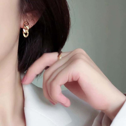 Premium sense metal mosquito coil disc loop earrings French ear clips can be worn without ear piercings, earrings are simple, fashionable and versatile