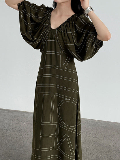 Korean puff sleeve resort style V-neck backless strap skirt summer new puff sleeve dress
