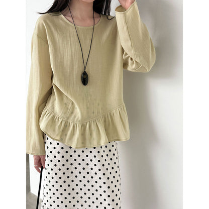 Korean gentle ruffle leaf top