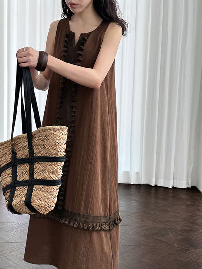 Korean style tassel trim v-neck dress - new summer collection: figure-flattering, age-defying cami dress