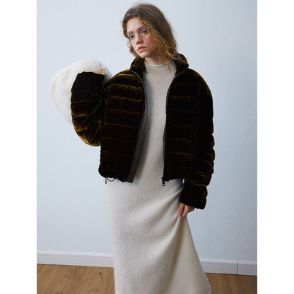 Winter new casual white duck down mulberry silk down stand-up collar down jacket