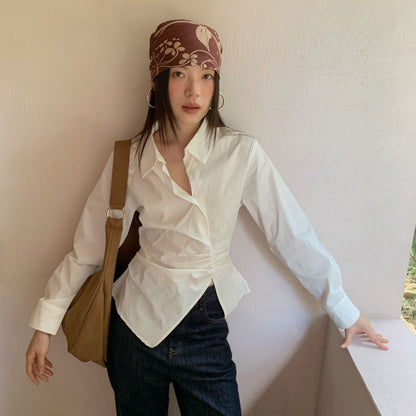 Stylish Irregular Split Waist Long Sleeve Shirt