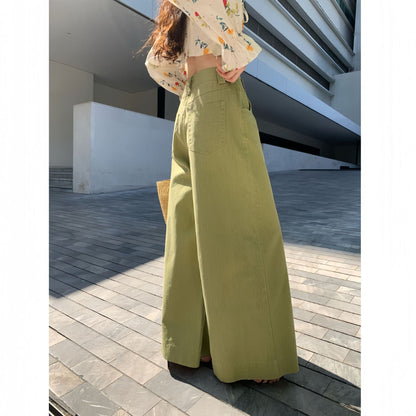 Early spring casual temperament versatile and thin long wide-leg jeans