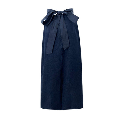 Back split strap high waist hip-wrapped denim dress