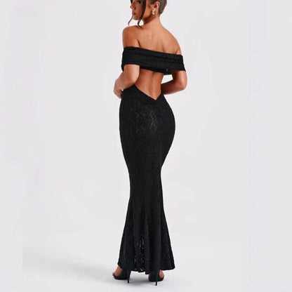 Lace one-shoulder dress backless sexy see-through bandeau skirt