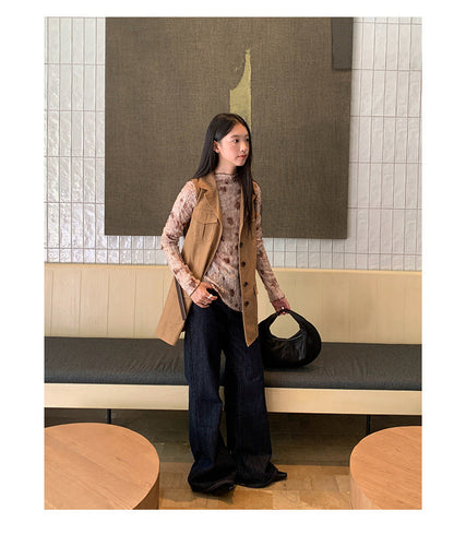 Temperament waist belt lapel long vest