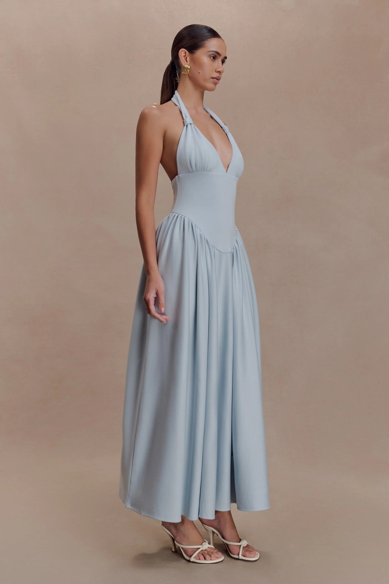 2026 resort style slip dress deep V sexy style fashion halterneck dress