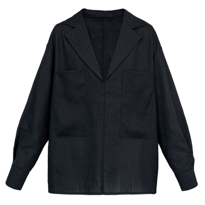 Minimalist design V-neck loose shirt women's early autumn new commuter trendy top
