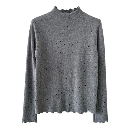 Half turtleneck polka dot elegantknitting shirt women's winter new arrival chic fungus edge inner tops