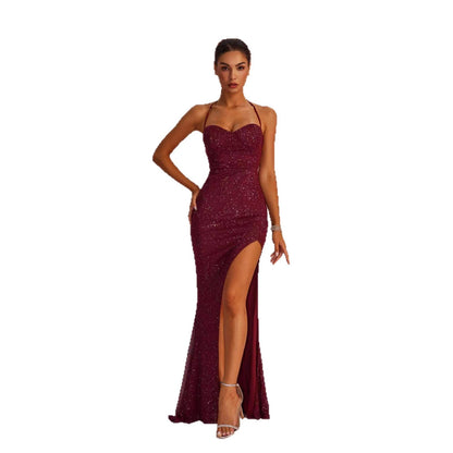 One-Shoulder Sleeveless Dress Women High Waist Irregular Hem Maxi